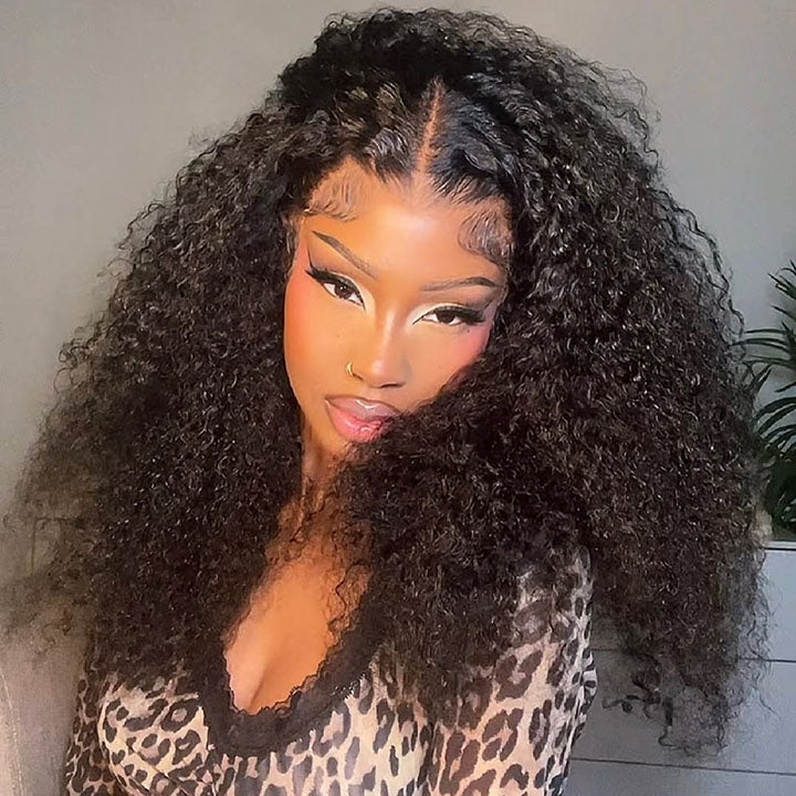 Bangjazz Glueless Thick Fluffy Afro Curly Human Hair Bob Wigs 7x5 / 13x4 Invisiable Lace Wig