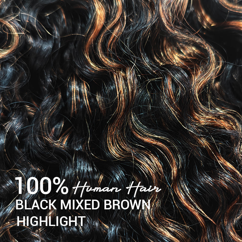 300% Density Brown Highlight Burmese Curly 13x6 Lace Front HD Transparent Lace Glueless Human Hair Wig