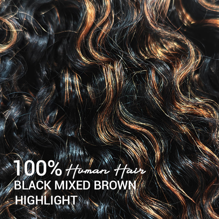 300% Density Brown Highlight Burmese Curly 13x6 Lace Front HD Transparent Lace Glueless Human Hair Wig