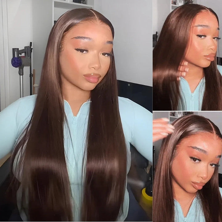 250% Density Double Drawn Straight Virgin Human Hair 13x6 HD Lace Frontal Glueless Wig