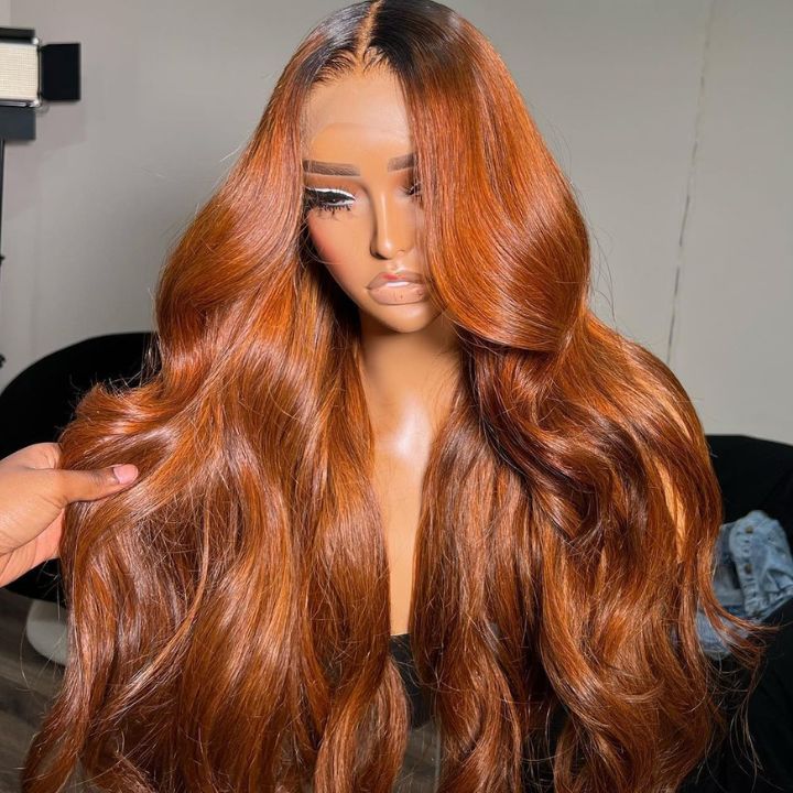 Dark Root Ginger Colored Body Wave 13x4 Lace Front /4*4 Lace Closure Wigs With Baby Hair - Bangjazz Hair