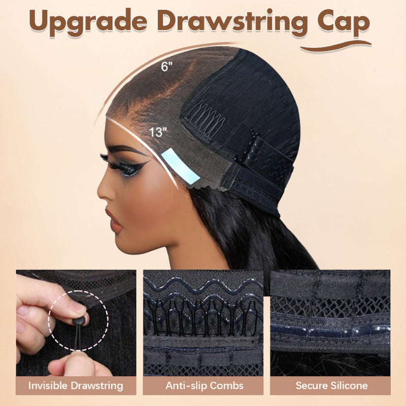 Double Drawn Hair Luxurious Copper Auburn Body Wave Glueless 13x6 Lace Front 200% Density Orange Put On And Go Human Hair Wig
