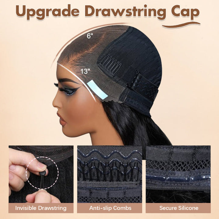Double Drawn Hair Luxurious Copper Auburn Body Wave Glueless 13x6 Lace Front 200% Density Orange Put On And Go Human Hair Wig