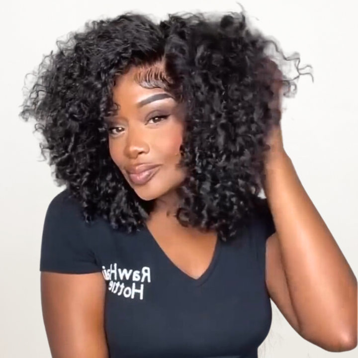 Glueless Short Afro Curly Bob Wig 4x4 / 13x4/Brazilian Curly Hair Bob Wigs Bangjazz Hair
