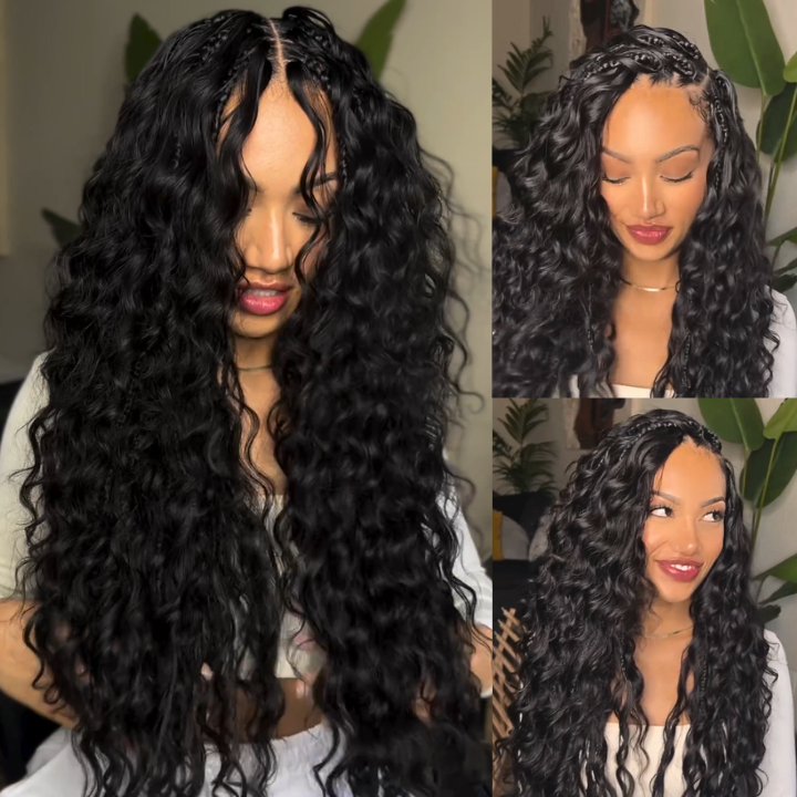 Glueless Boho Braided Parting Loose Curls Wig - 7x5/13x4 HD Transparent Lace