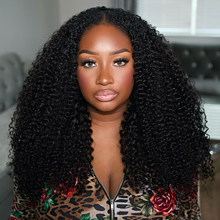 Glueless V Part Wig Beginner Friendly Curly Human Hair No Sew In No Gel NO Leave Out- Bangjazz Hair