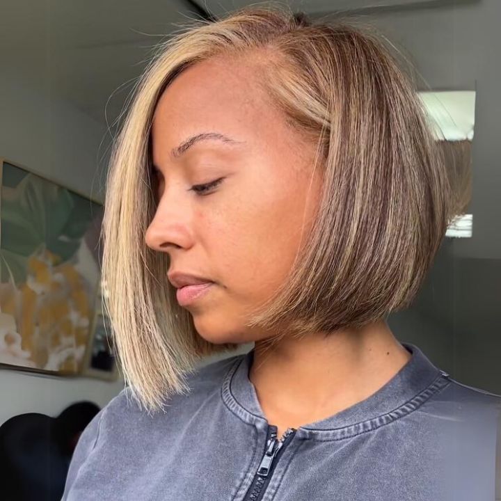 Highlight Golden Mix Brown Stacked Shapes Brazilian Short Bob Straight Glueless Lace Wigs Transparent Lace Frontal Wig Glueless Lace Wigs -Bangjazz Hair
