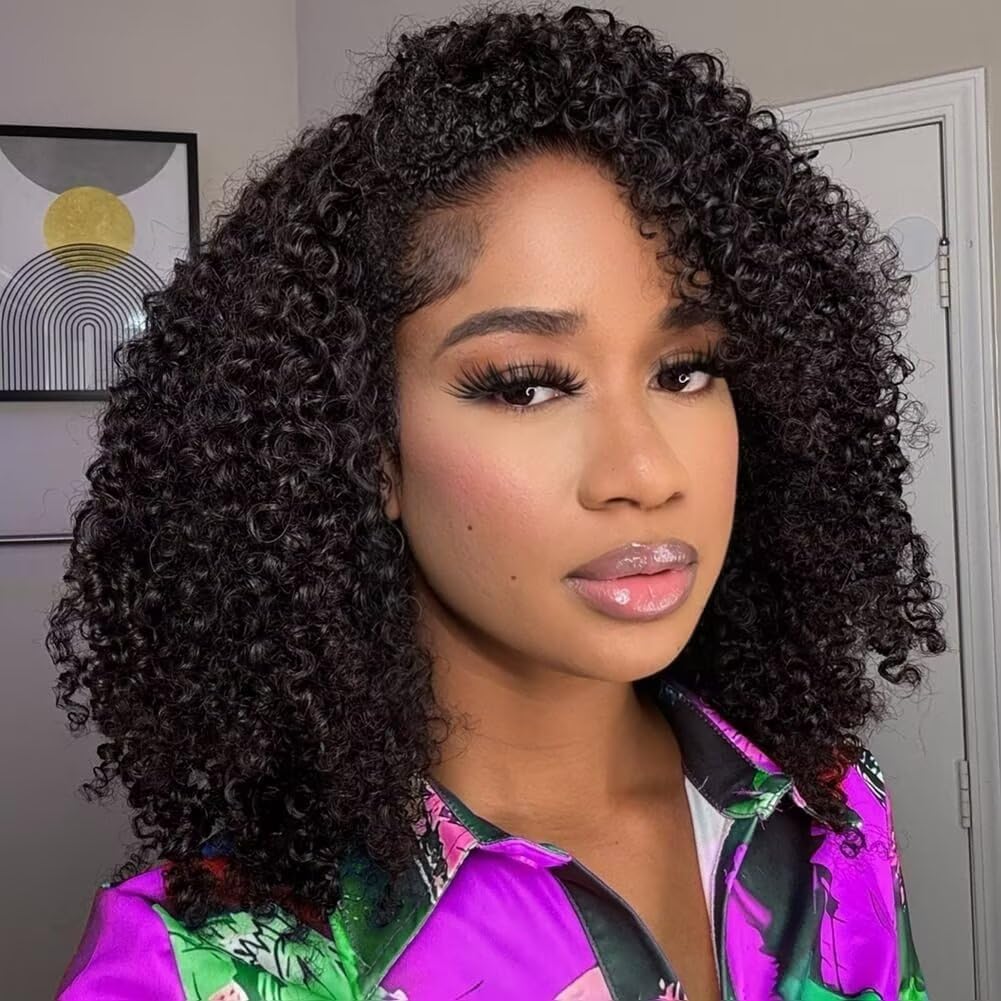 Bangjazz Half Wig With Drawstring Invisible Hairline Seamless Flip Over Wig Glueless Human Wigs Beginner Friendly