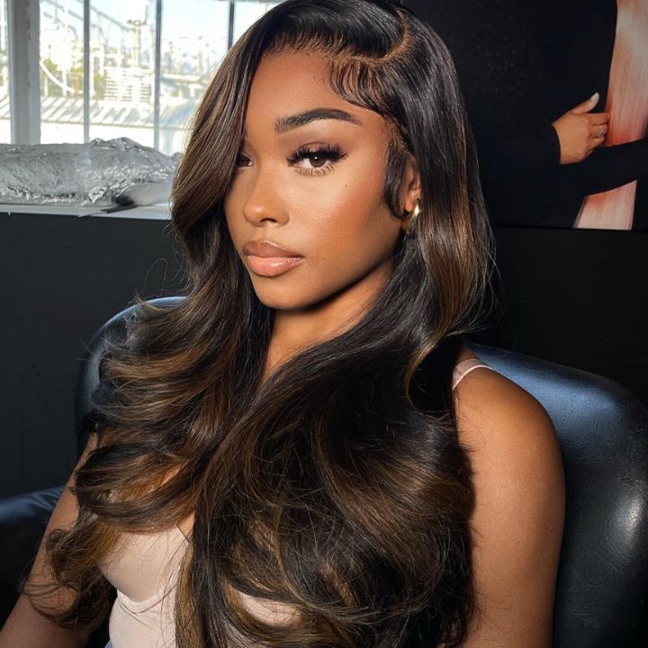 Blayage Highlight 1B/30 Color Body Wave Human Hair 13x4 Lace Front Wigs - Bangjazz Hair