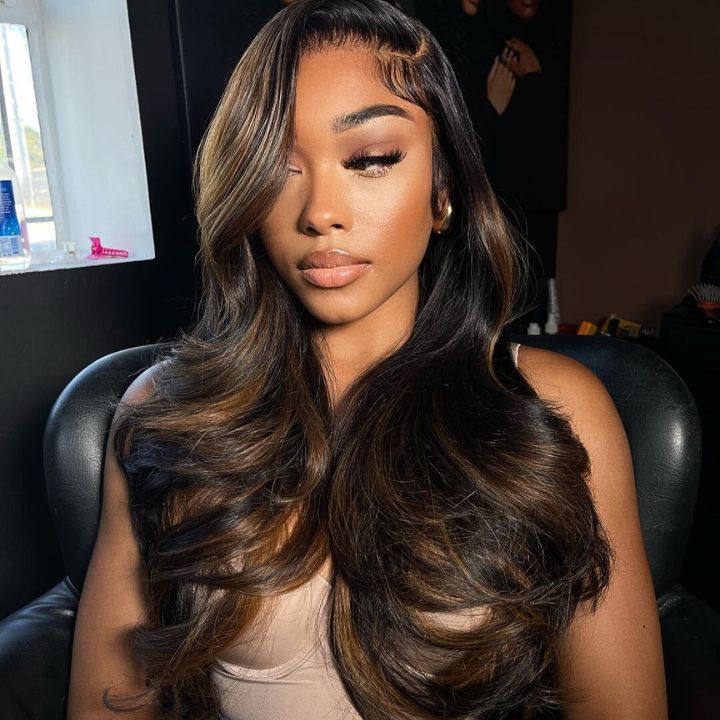 Blayage Highlight 1B/30 Color Body Wave Human Hair 13x4 Lace Front Wigs - Bangjazz Hair