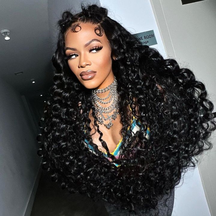 300% Density Glueless Deep Wave 7x5 / 13x4 Transparent HD Lace Front Wig Pre Plucked Hairline Virgin Human Hair - Bangjazz Hair