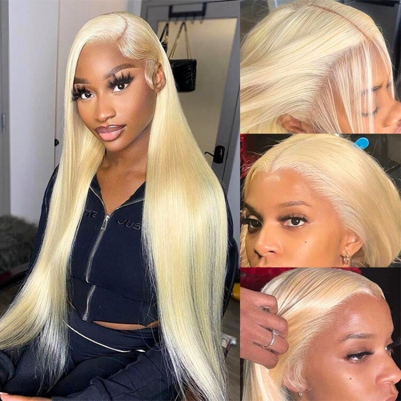 613 Stright Blonde 7x5/13x4 Pre Everything Glueless HD Transparent Lace Put On And Go Human Hair Wig-Bangjazz Hair