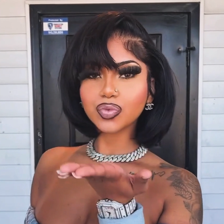 Glueless Straight Short Bob Wig Summer Wig Choice 4x4/13x4 Brazilian Hair Lace Wigs Bangjazz Hair