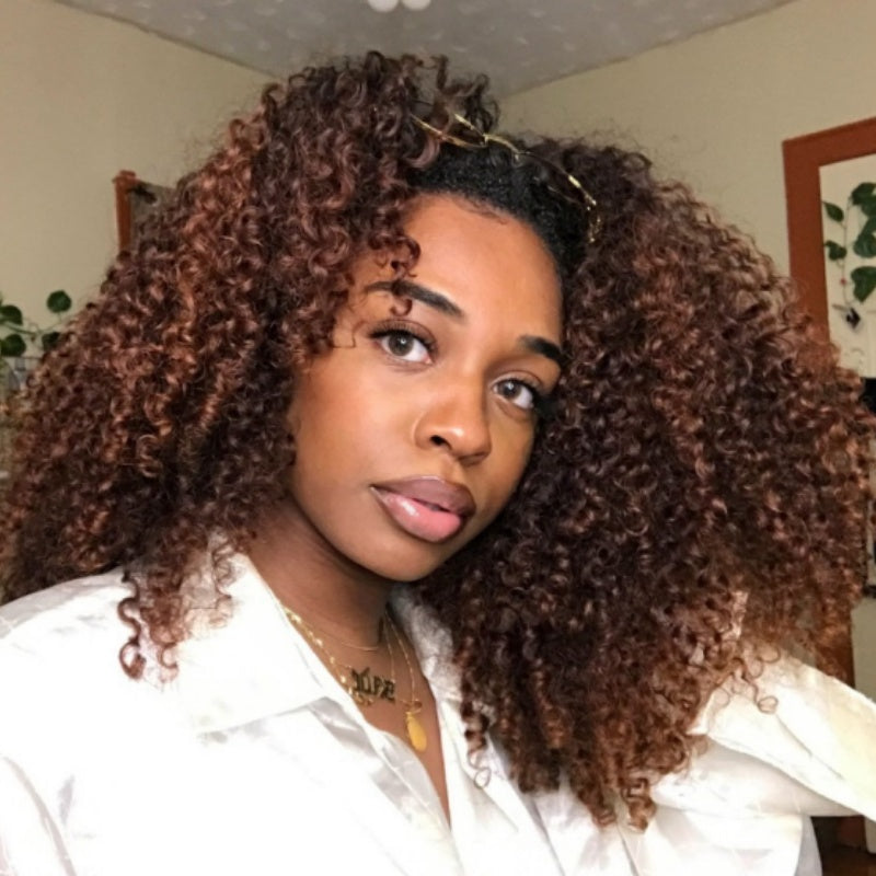 Bangjazz 7x5/13×6 HD Glueless Lace 300% Density Deep Curly Wig | Ombre Brown & Dark Reddish Brown