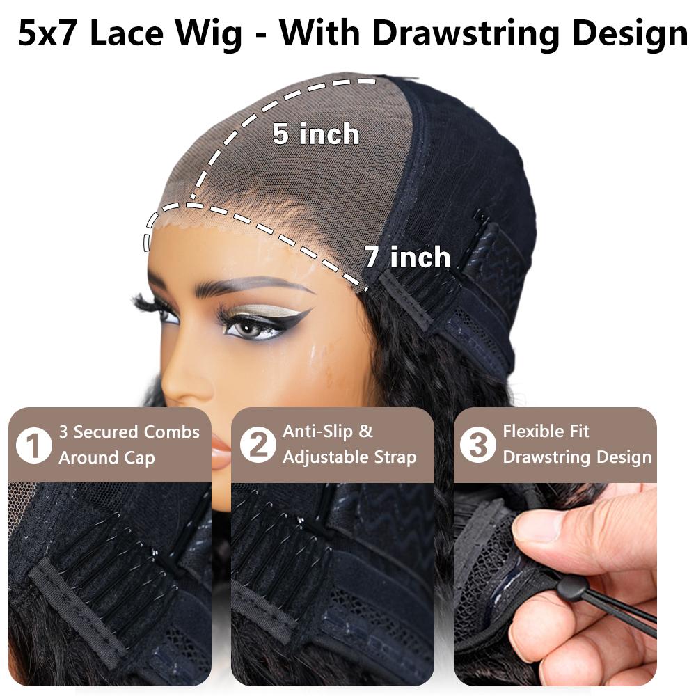 BANGJAZZ Short Kinky Curly Ready to Wear Glueless Wigs Pre Cut Lace Bleached Konts Closure Wigs Human Hair Wig 200% Density Lace Front Wigs Pre Plucked For Women