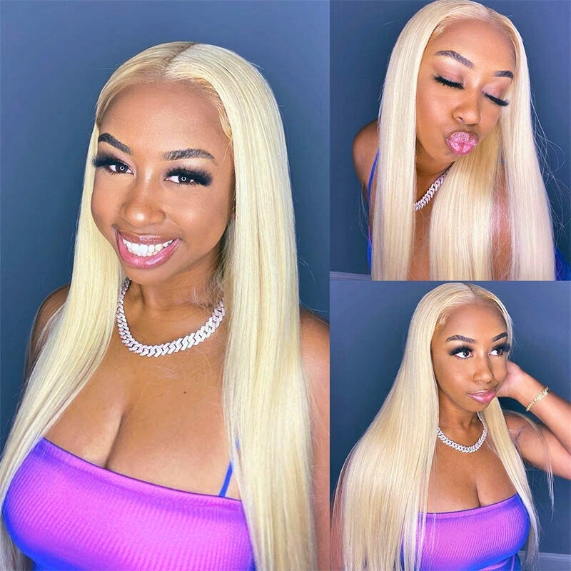 613 Stright Blonde 7x5/13x4 Pre Everything Glueless HD Transparent Lace Put On And Go Human Hair Wig-Bangjazz Hair