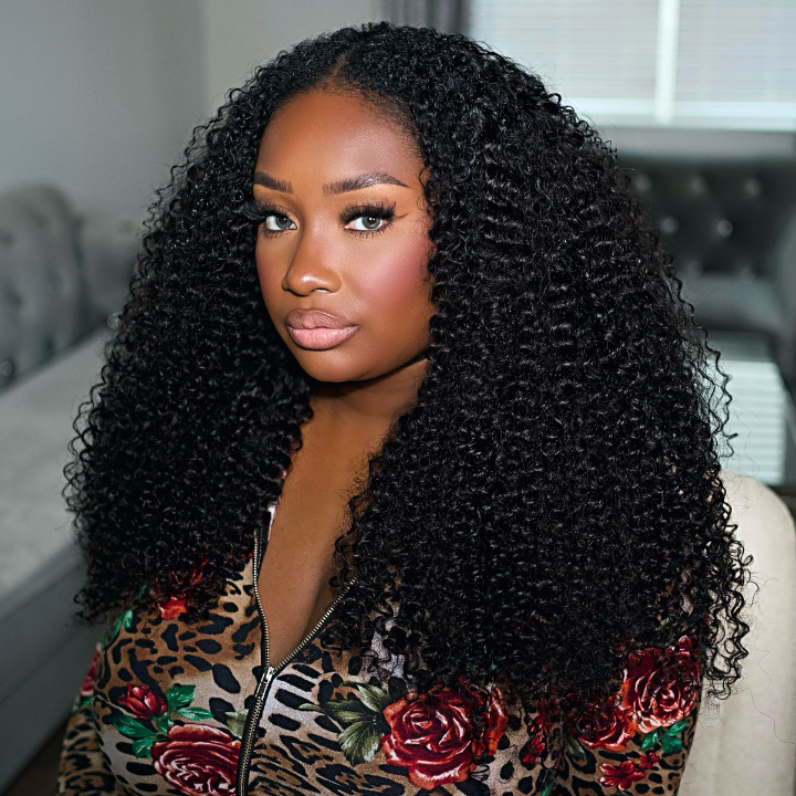 Glueless V Part Wig Beginner Friendly Curly Human Hair No Sew In No Gel NO Leave Out- Bangjazz Hair