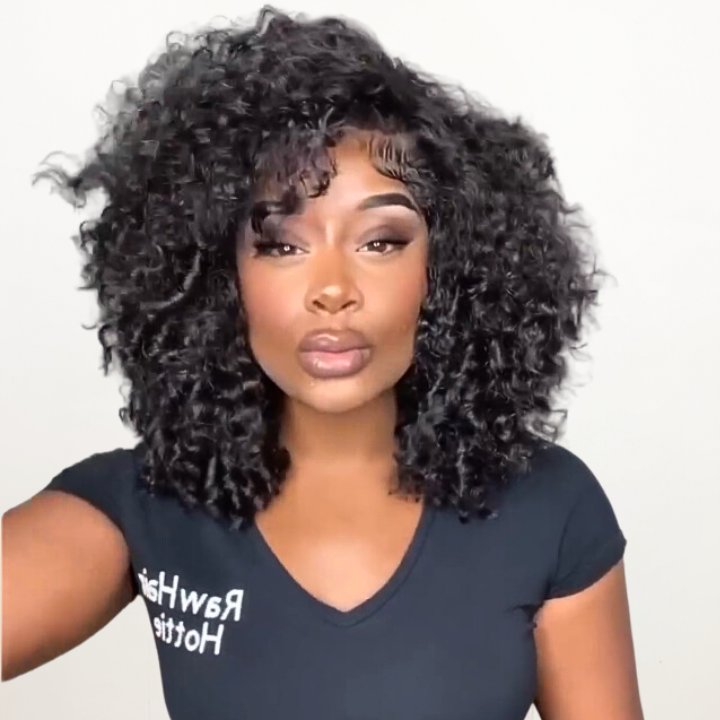 Glueless Short Afro Curly Bob Wig 4x4 / 13x4/Brazilian Curly Hair Bob Wigs Bangjazz Hair