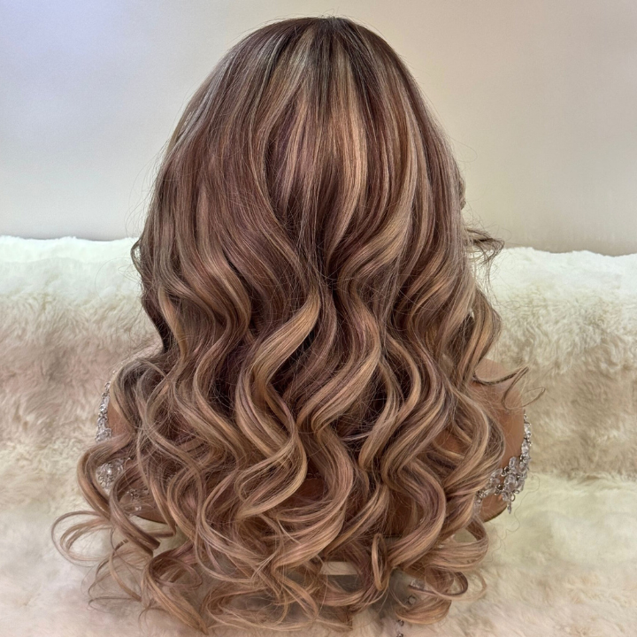 Glueless Highlight Brown Honey Blonde Lace Front 3D Body Wave Wig 100% Human Hair - Clear Transparent Lace Front/Closure Human Hair Wig- Bangjazz Hair