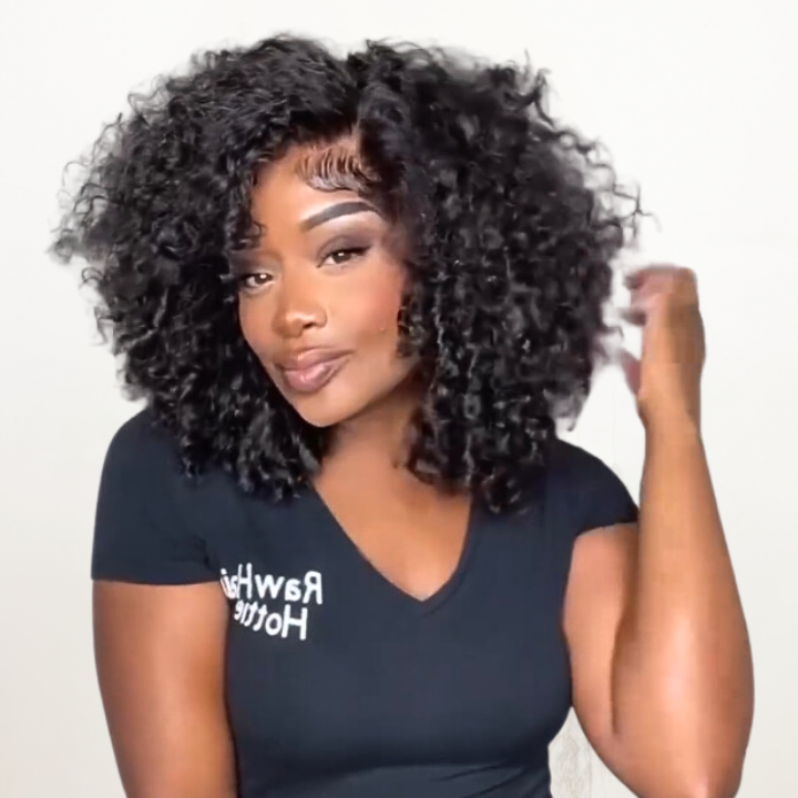 Glueless Short Afro Curly Bob Wig 4x4 / 13x4/Brazilian Curly Hair Bob Wigs Bangjazz Hair