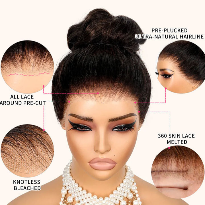 Outre Dominican Curly Deep Curly Snug Fit 360 Invisible Strap Glueless Pre-Bleached And Pre-Cut Lace Human Hair Wig