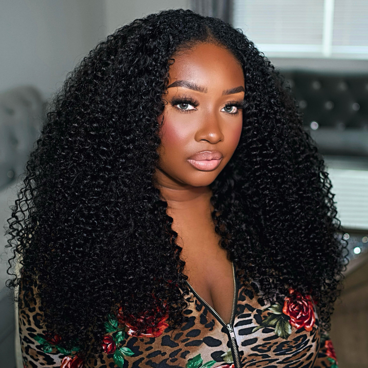 Glueless V Part Wig Beginner Friendly Curly Human Hair No Sew In No Gel NO Leave Out- Bangjazz Hair