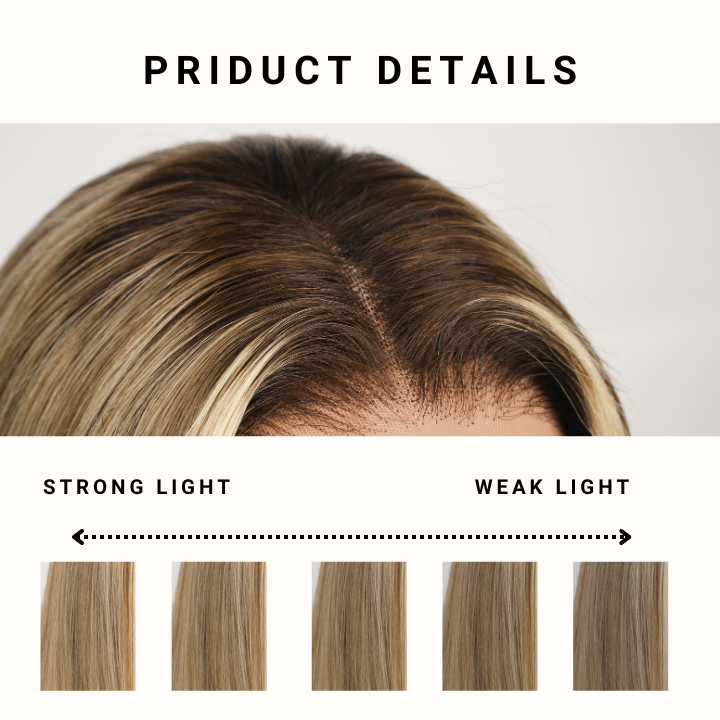 Ombre Ash Blonde Straight Short Bob 180% Density Transparent Lace Frontal Glueless Wigs -Bangjazz Hair