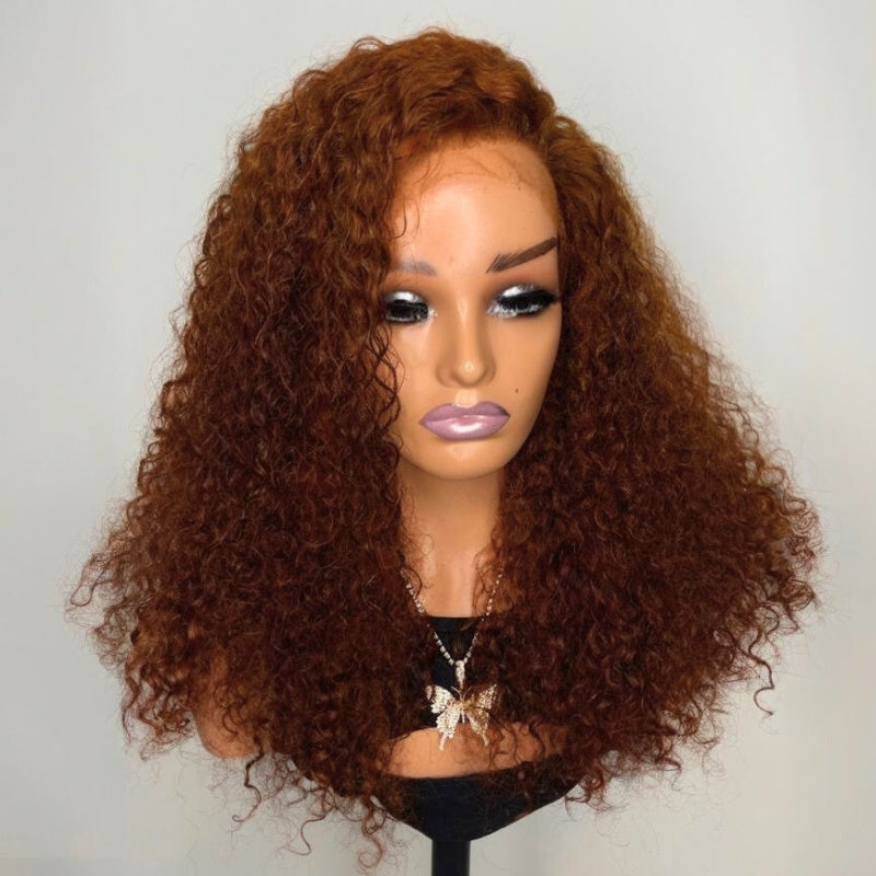 Ginger Orange Color Pixie Curly Glueless Transparent Lace Front Wigs Pre Everything Bob Wigs Human Hair -Bangjazz Hair