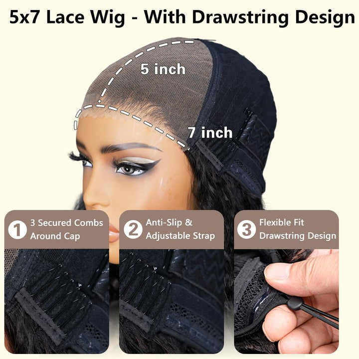 BANGJAZZ Short Kinky Curly Ready to Wear Glueless Wigs Pre Cut Lace Bleached Konts Closure Wigs Human Hair Wig 200% Density Lace Front Wigs Pre Plucked For Women