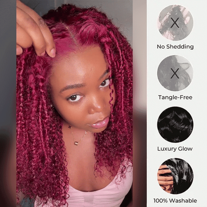 Bangjazz 7x5 Bohemian Curly Glueless Wig HD Lace 300% Density | Honey Blonde &amp; Red Wine