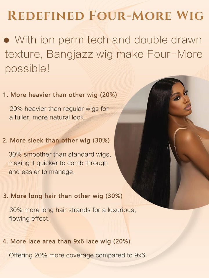 BangJazz Dark Brown Long Silk Double Drawn Straight Human Hair Wig Pre Bleached Knots 13X6 Lace Front Human Hair Wig Glueless Raw Human Hair
