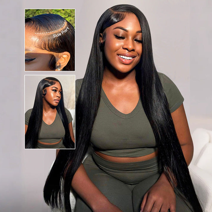 250% Density Double Drawn Straight Virgin Human Hair 13x6 HD Lace Frontal Glueless Wig