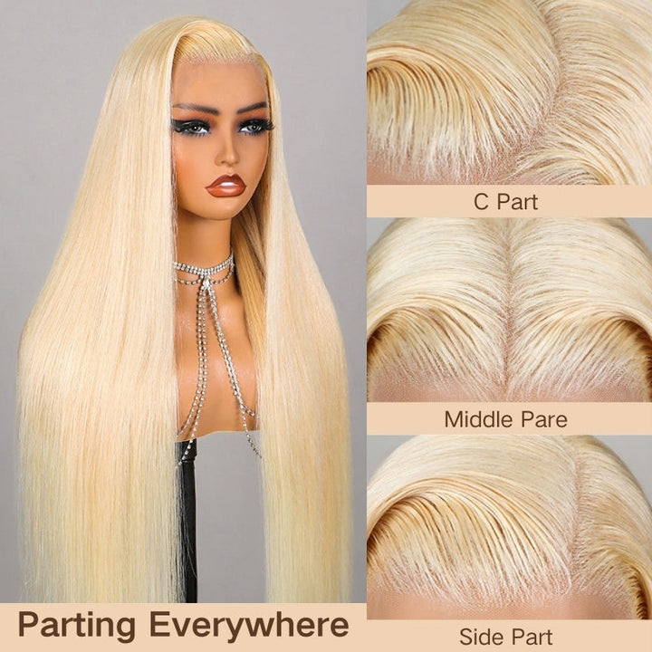 613 Stright Blonde 7x5/13x4 Pre Everything Glueless HD Transparent Lace Put On And Go Human Hair Wig-Bangjazz Hair