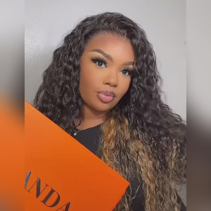 Two Tone Ombre Honey Blonde Glueless Curly Clear Transparent Full Lace Front Colored Wigs 100% Human Hair Wigs-Bangjazz Hair