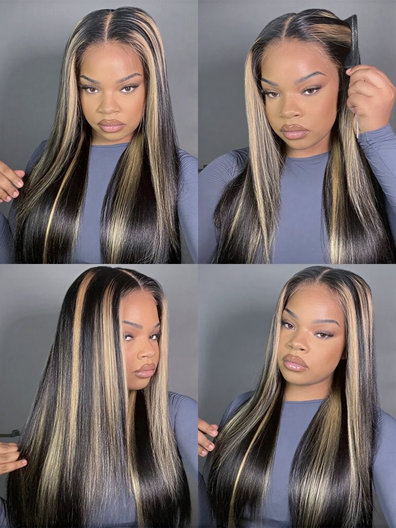 BangJazz Dark Brown Long Silk Double Drawn Straight Human Hair Wig Pre Bleached Knots 13X6 Lace Front Human Hair Wig Glueless Raw Human Hair