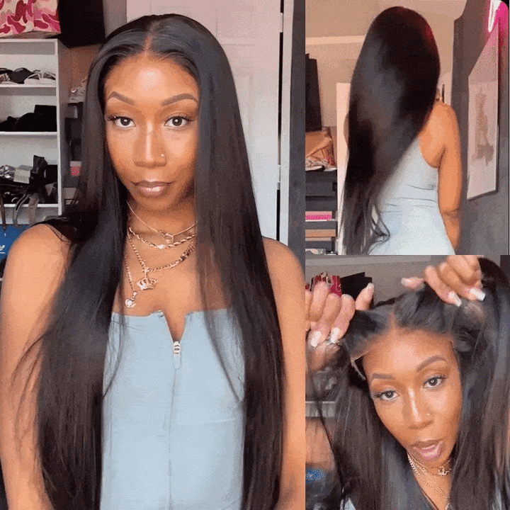 250% Density Double Drawn Straight Virgin Human Hair 13x6 HD Lace Frontal Glueless Wig