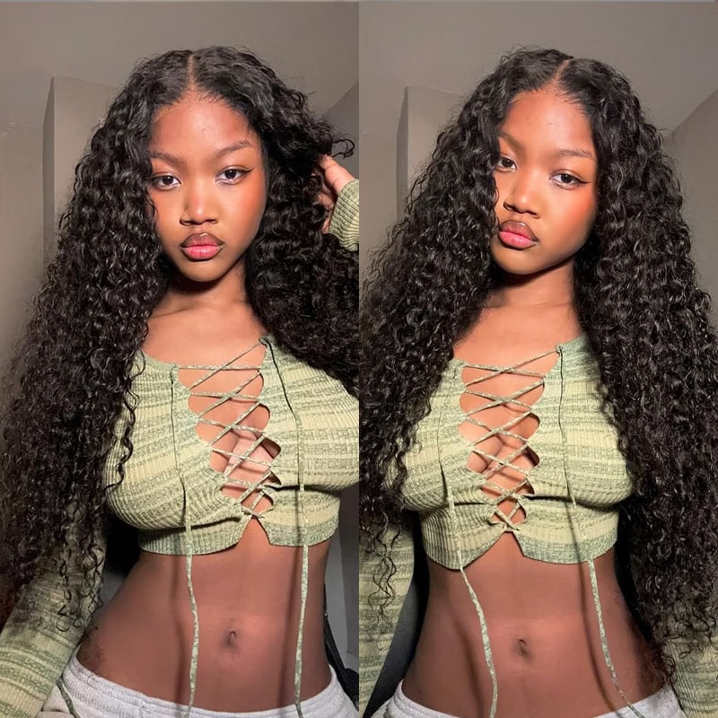 Pre Everything Water Wave 13x6 Full Lace Frontal Glueless Invisible Drawstring HD Transparent Lace Wig -Bangjazz Hair