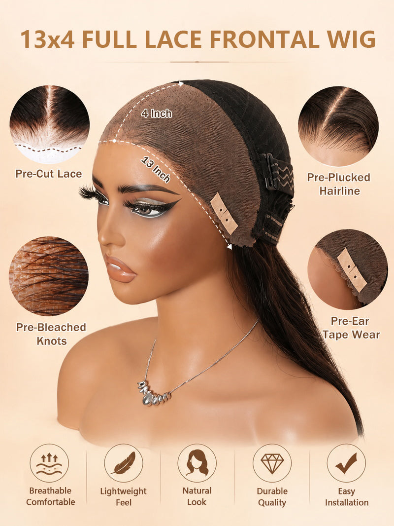 Double Drawn 3D Loose Wave Raw Human Hair Transparent Full Lace Front Glueless Wig with Curtain Bangs