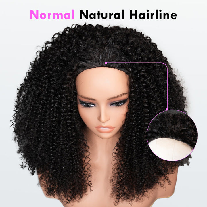 3 In 1 Half Wig | Kinky Curly Put On &amp; Go Invisible Drawstring Glueless Flip Over Half Wig Beginner Friendly