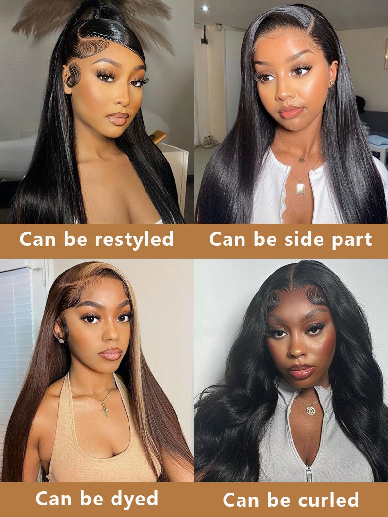 BangJazz Dark Brown Long Silk Double Drawn Straight Human Hair Wig Pre Bleached Knots 13X6 Lace Front Human Hair Wig Glueless Raw Human Hair