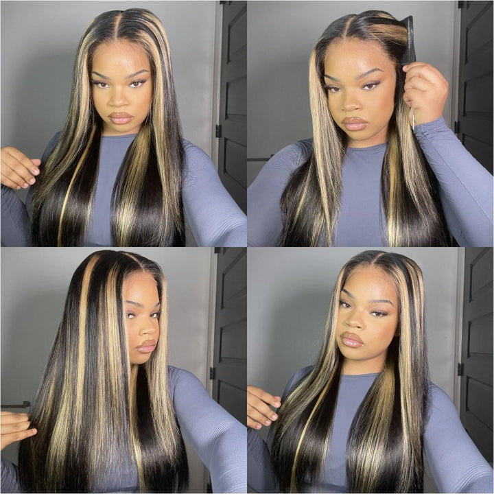 BangJazz Dark Brown Long Silk Double Drawn Straight Human Hair Wig Pre Bleached Knots 13X6 Lace Front Human Hair Wig Glueless Virgin Human Hair