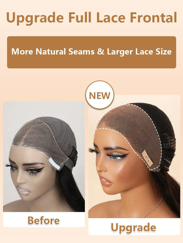 Double Drawn 3D Loose Wave Raw Human Hair Transparent Full Lace Front Glueless Wig with Curtain Bangs