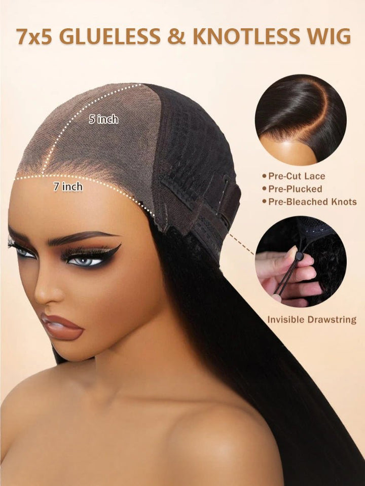 Double Drawn 3D Loose Wave Raw Human Hair Transparent Full Lace Front Glueless Wig with Curtain Bangs
