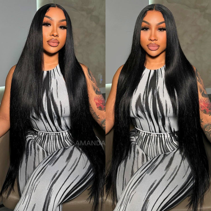 300% Density Long Straight Pre Everything Lace Wig New No Slip Silky Put On & Go Human Hair Wigs with Invisible Drawstring - Bangjazz Hair