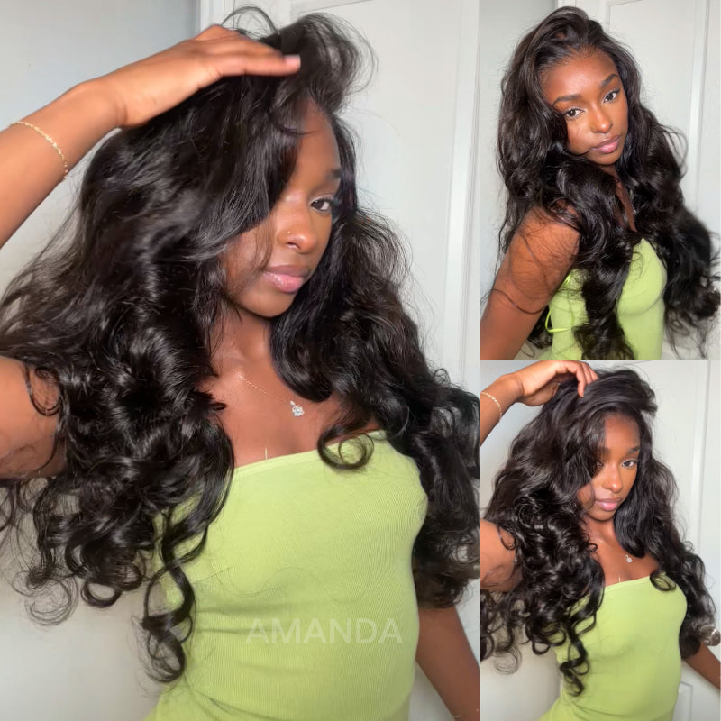 300% Density Luxury custom wigs Curtain Bangs Loose Wave Glueless 13x4 Lace Front Wigs Clear Transparent -Bangjazz Hair