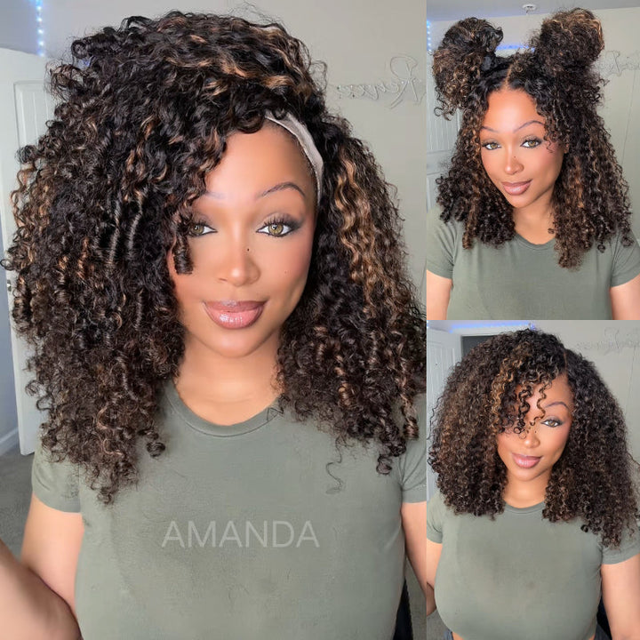 Highlight Burmese Curly 13x6 Lace Front Human Hair Wigs for Black Women Pre-plucked Natural Hairline