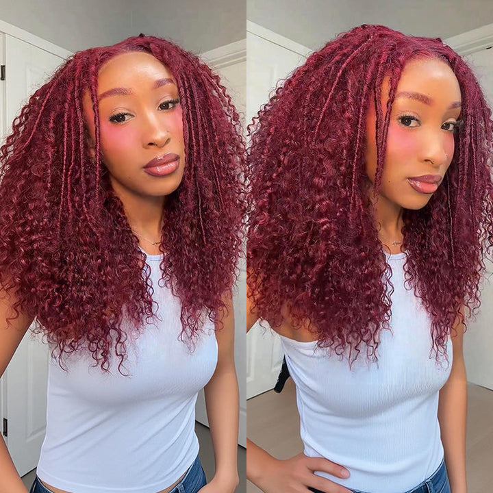 Bangjazz 7x5 Bohemian Curly Glueless Wig HD Lace 300% Density | Honey Blonde &amp; Red Wine