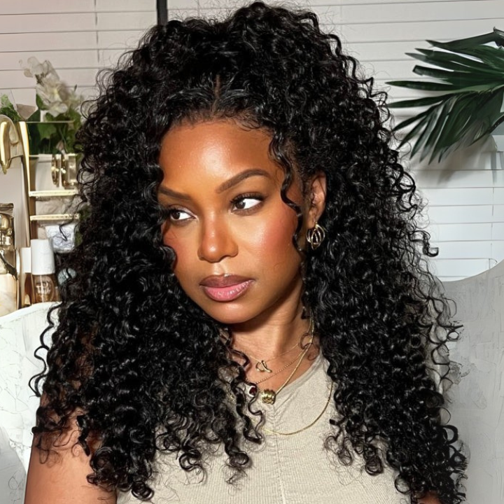 Outre Dominican Curly Deep Curly Snug Fit 360 Invisible Strap Glueless Pre-Bleached And Pre-Cut Lace Human Hair Wig