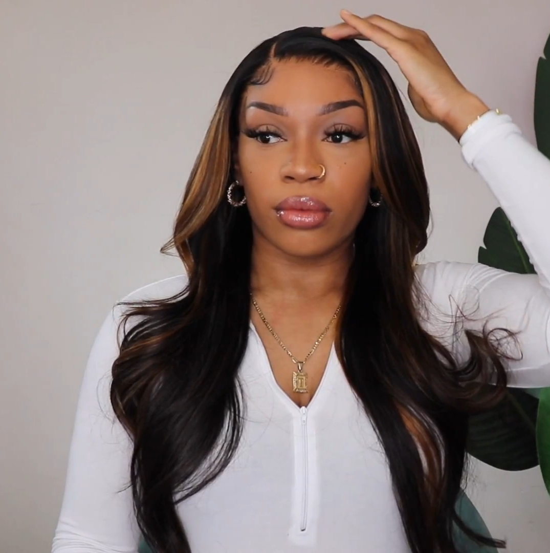 Blayage Highlight 1B/30 Color Body Wave Human Hair 13x4 Lace Front Wigs - Bangjazz Hair