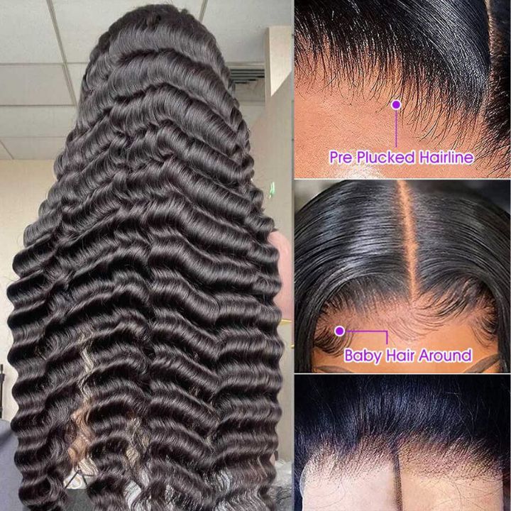 Glueless Loose Deep Wave Wigs Natural Color &amp; Highlight Blonde Virgin Human Hair Clear Transparent Lace Front Wig Pre Plucked Hairline 180% Density - Bangjazz Hair